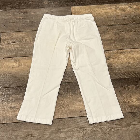 ANN TAYLOR LOFT Stretch White Straight Leg Ankle Slit Trouser Size 12 - Picture 5 of 8